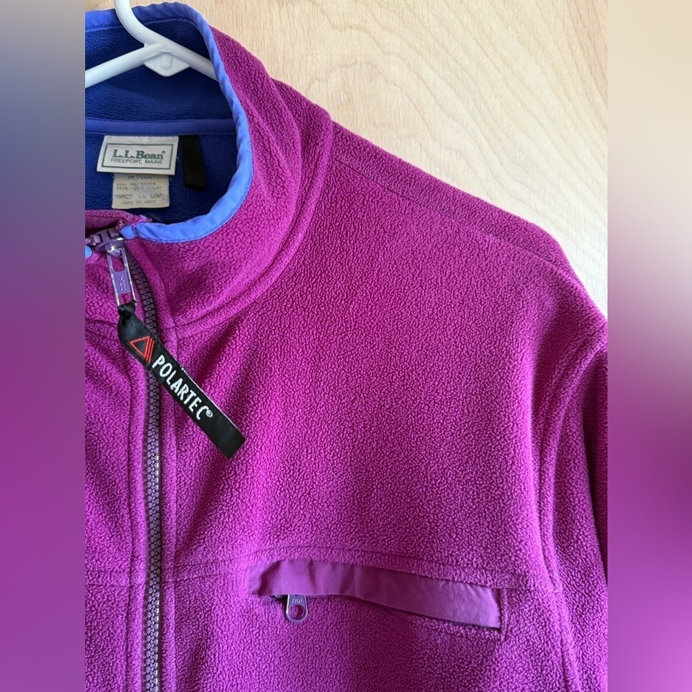 L.L.Bean Vintage Jacket Polartec Full Zip Magenta/Blue Women’s M Gorpcore Winter - Picture 5 of 16